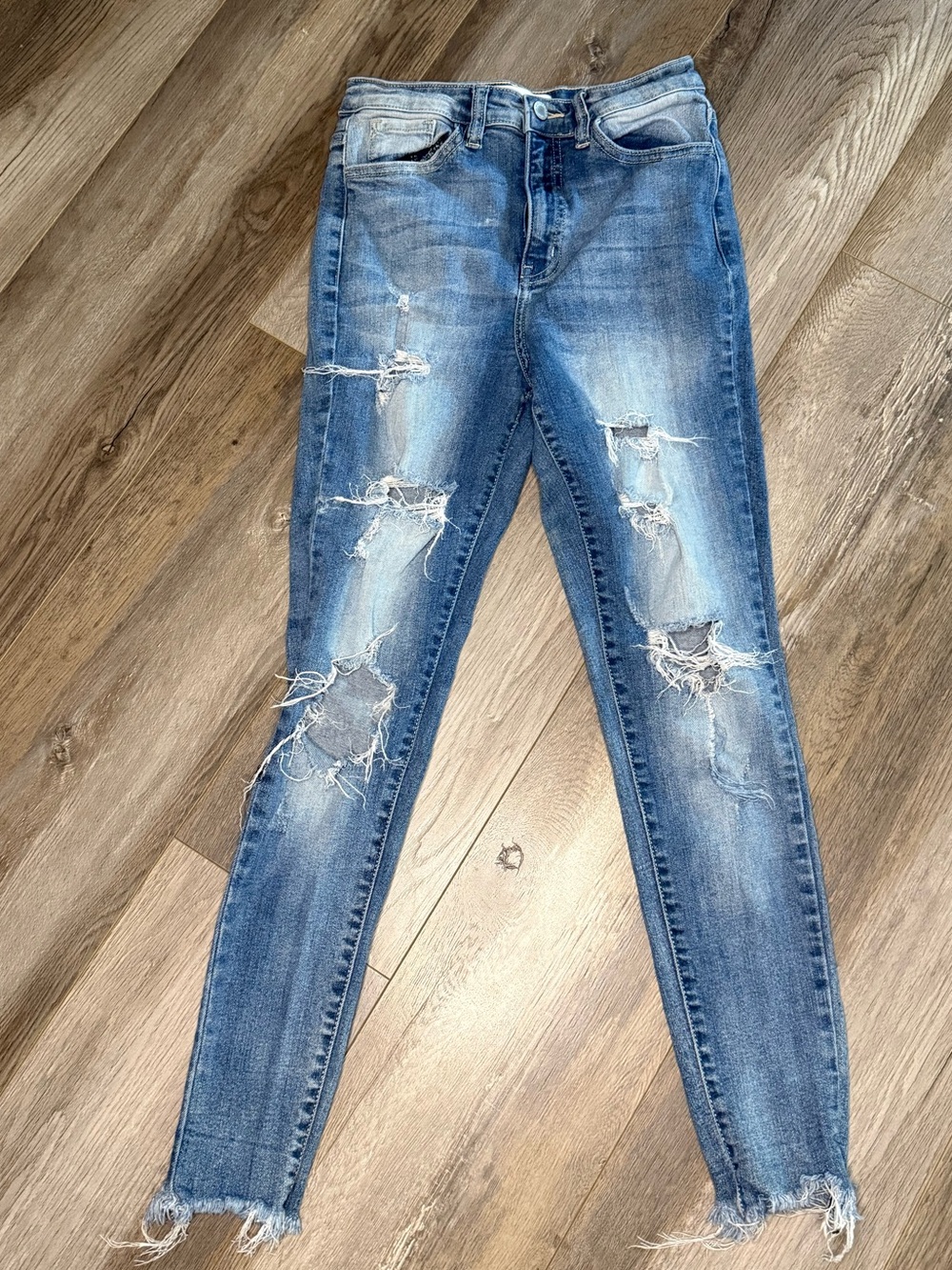 KanCan Signature Distressed Medium Blue Skinny Jeans size 25